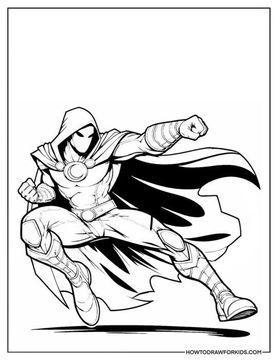 Moon Knight in Fighting Pose Motion Effect Coloring Book