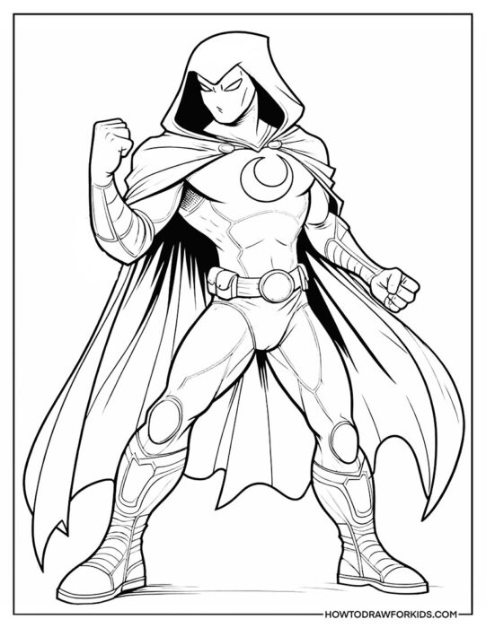 Moon Knight in a Pose Showing His Might to Coloring