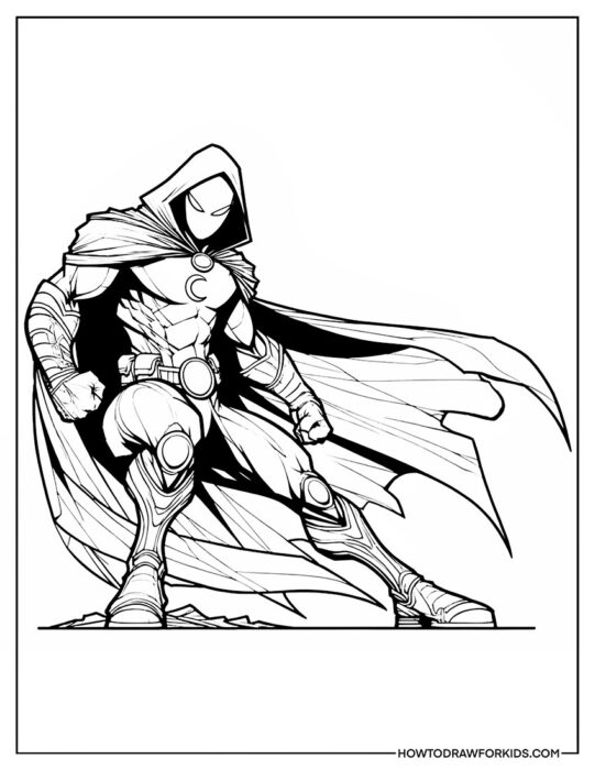 Moon Knight with Flowing Cape Coloring Book