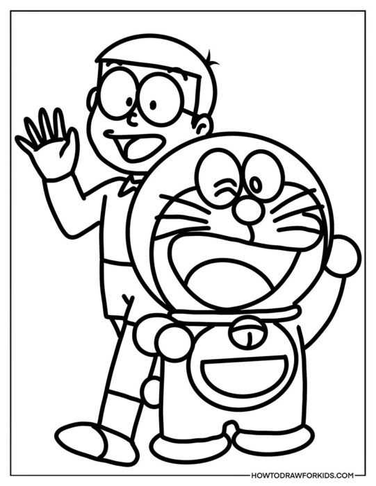 Nobita and Doraemon Coloring Sheet