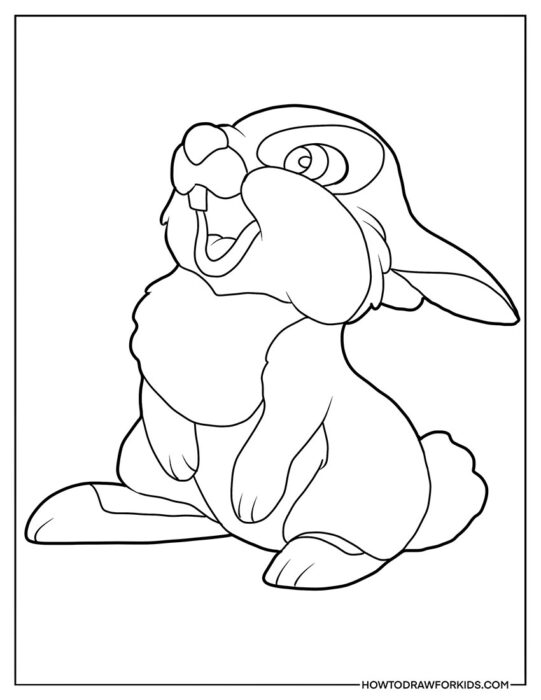 Outline of Thumper from Bambi for Coloring