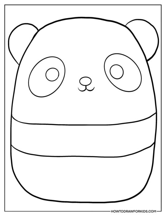 Panda Squishmallow Coloring Page for Beginners