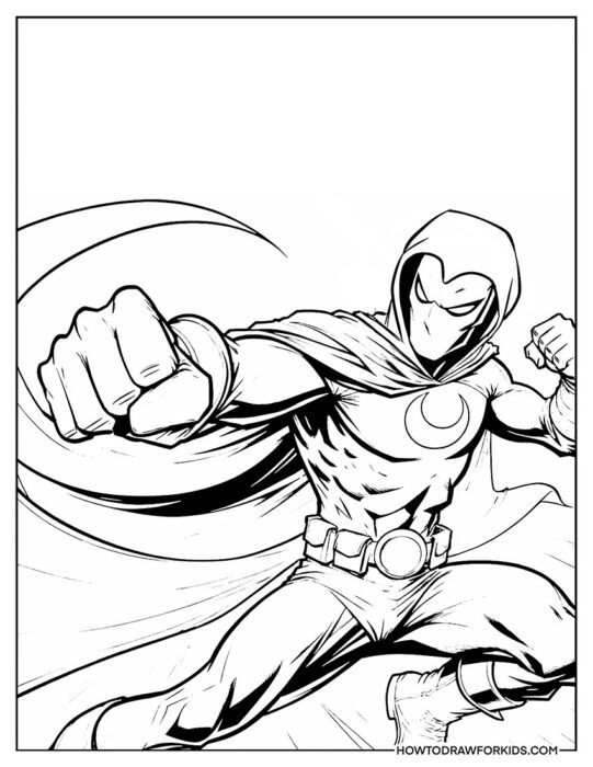 Scene Approaching Fist of Moon Knight Coloring Book