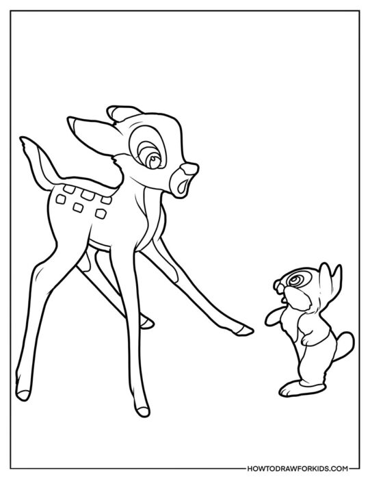 Scene from the Cartoon Bambi Coloring Sheet PDF