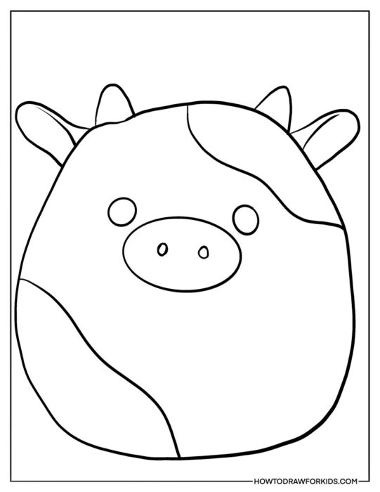 Simple Coloring Page Of a Cow Squishmallow