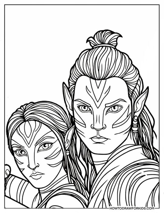 Two Characters From Avatar Movie for Coloring