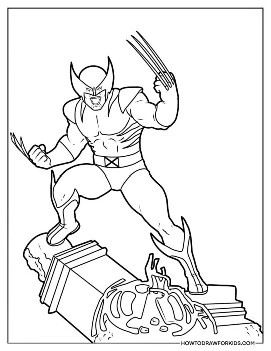 Wolverine in the Battlefield Coloring Printable