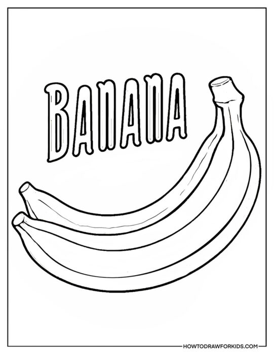 Banana Coloring Page for Preschoolers