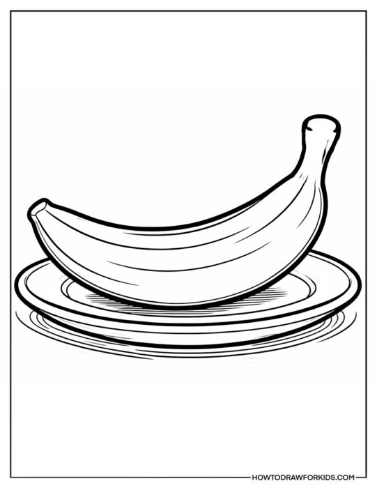 Banana on a Plate for Coloring