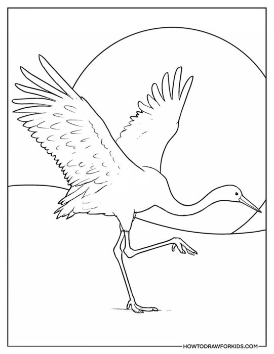 Bird Crane with Raised Paw Coloring Printable