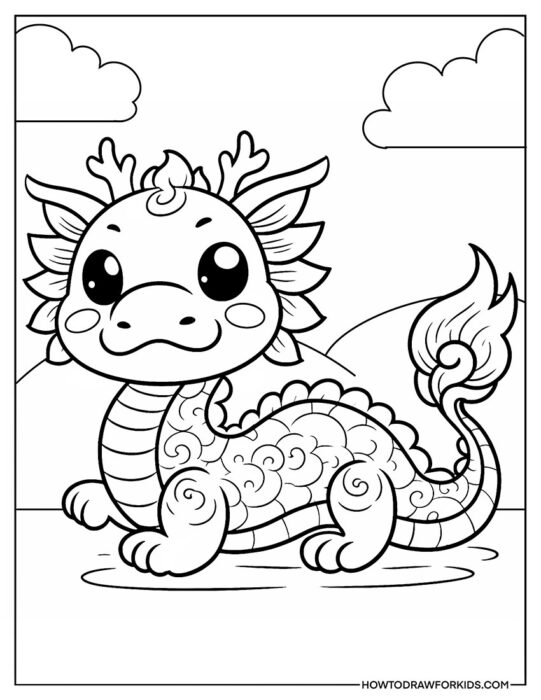 Chinese Dragon Coloring Page Easy