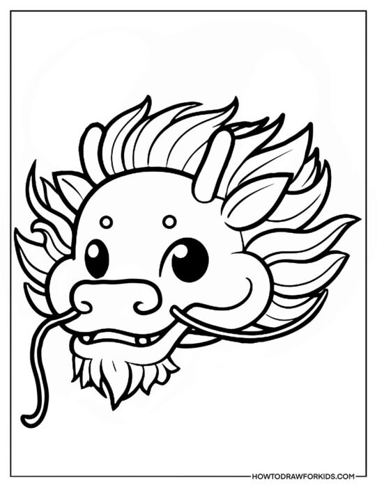 Chinese Dragon Face Outline Coloring Page