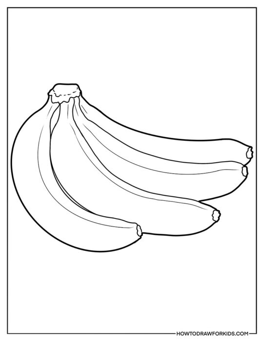 Coloring Page with the Outline of a Bunch of Bananas