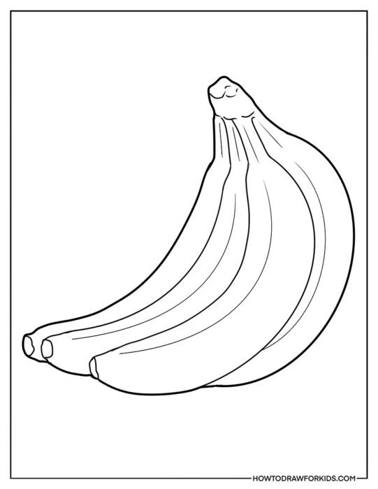 Coloring Sheet with the Outline of a Bunch of Bananas