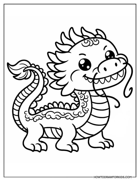 Cute Little Chinese Dragon for Coloring