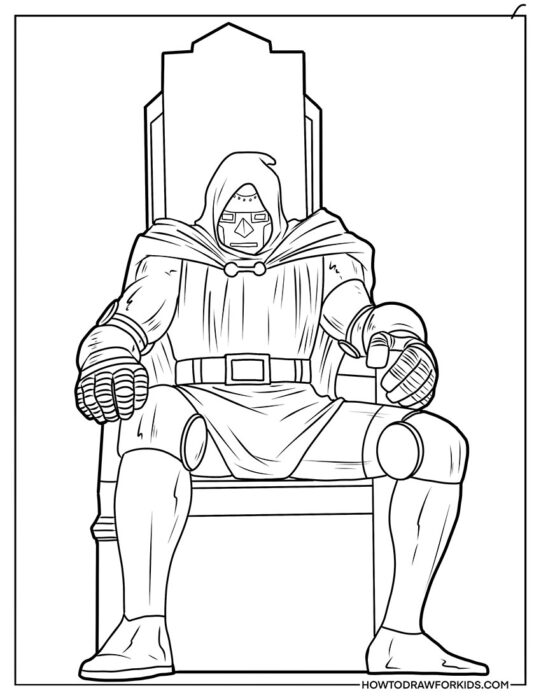 Doctor Doom on the Throne Coloring Sheet