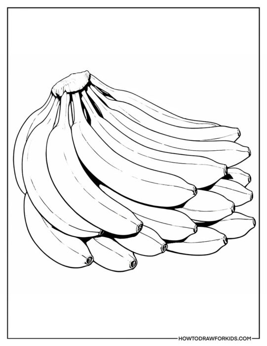 Fresh Bunch Of Bananas Coloring Sheet