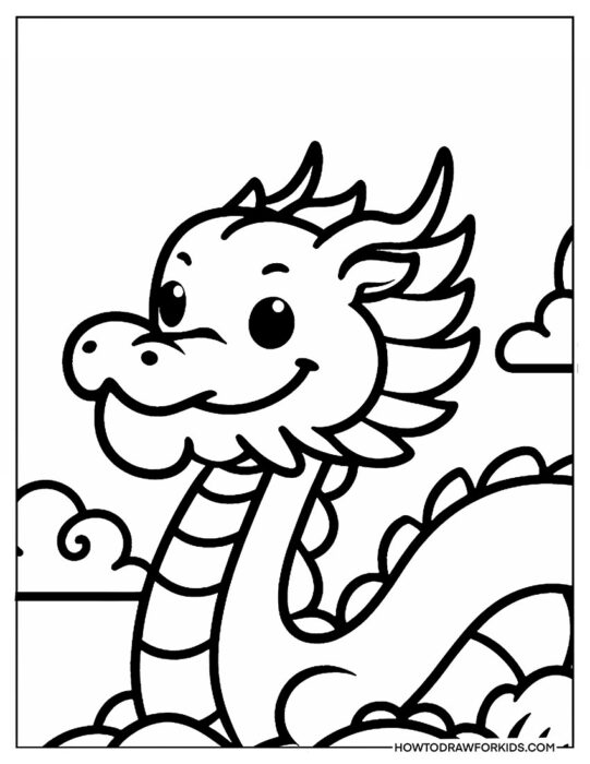 Half Height Chinese Dragon Outline Coloring Book