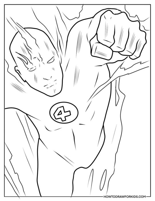 Human Torch Flies to Save the World to Coloring