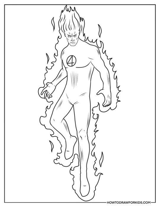Human Torch from Four Fantastic Coloring Book