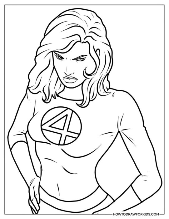 Invisible Woman Half Height Coloring Page