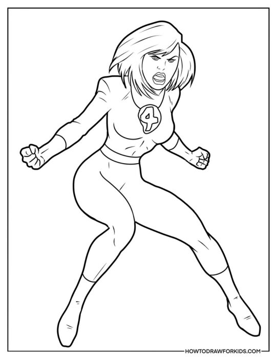 Invisible Woman Ready to Fight Coloring PDF