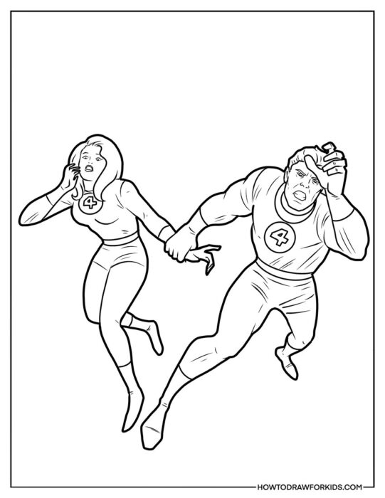 Mister Fantastic and the Invisible Woman to Color