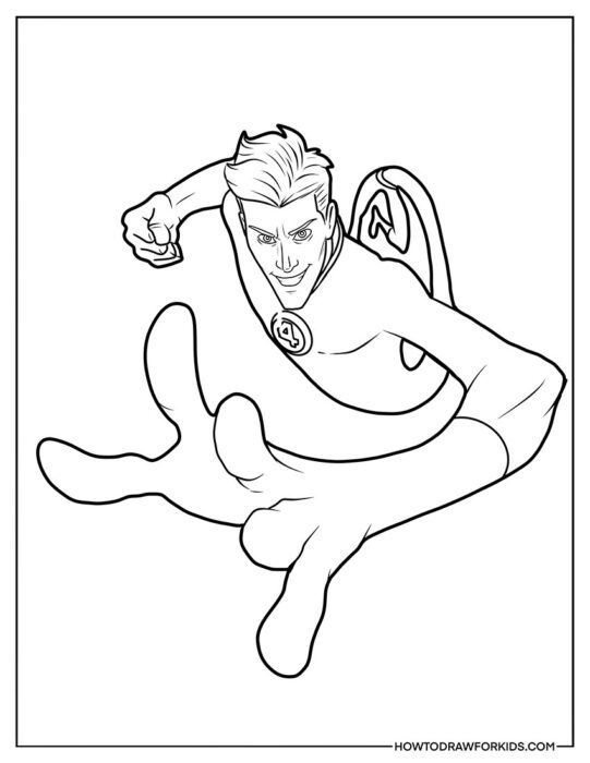 Mister Fantastic in Flight Printable Coloring Page