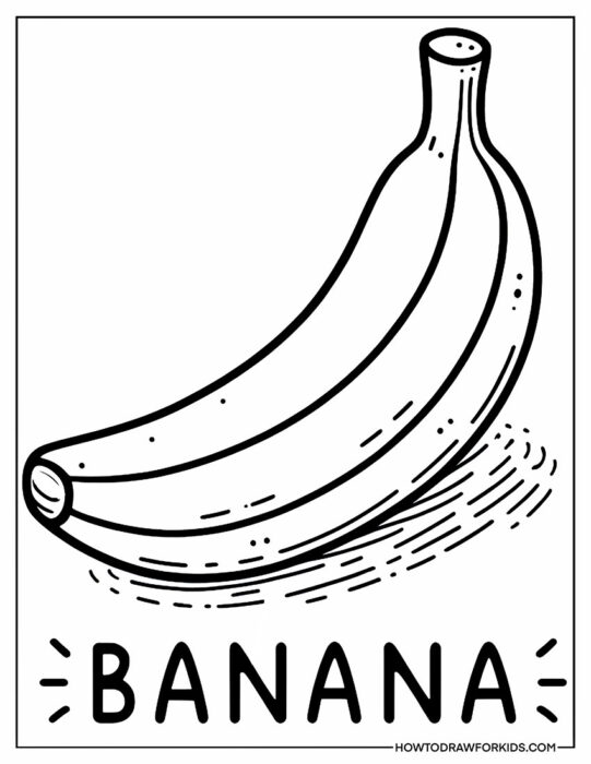 Simple Banana Coloring Sheet for Kids