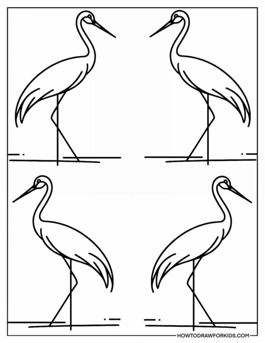 Simple Outline Crane Birds Coloring Printable