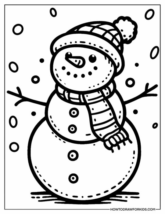 Snowman Black and White Coloring Page