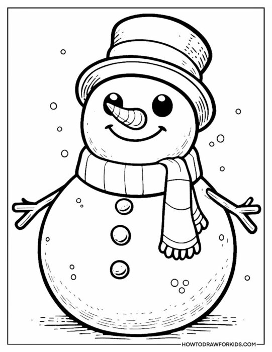 Snowman Carrot Nose Coloring Page