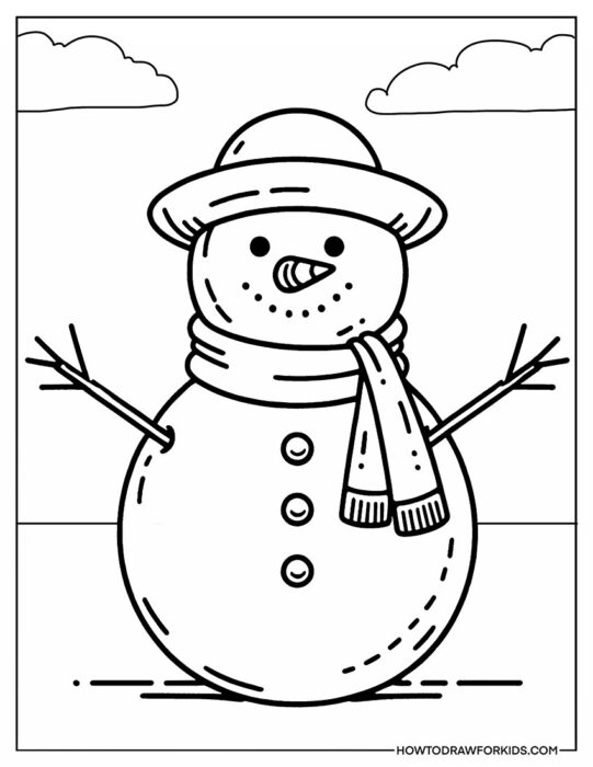 Snowman Coloring Page Easy
