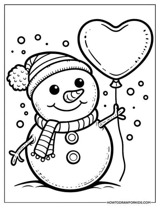 Snowman Coloring Page for Kindergarten