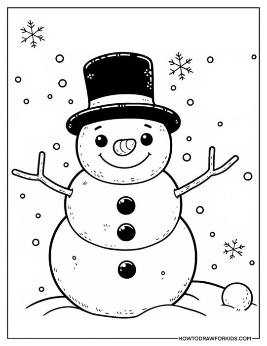 Winter Snowman Coloring Page