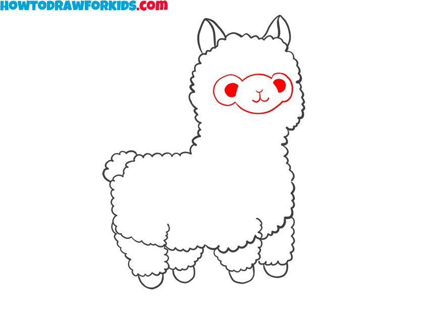 Draw the face of the llama