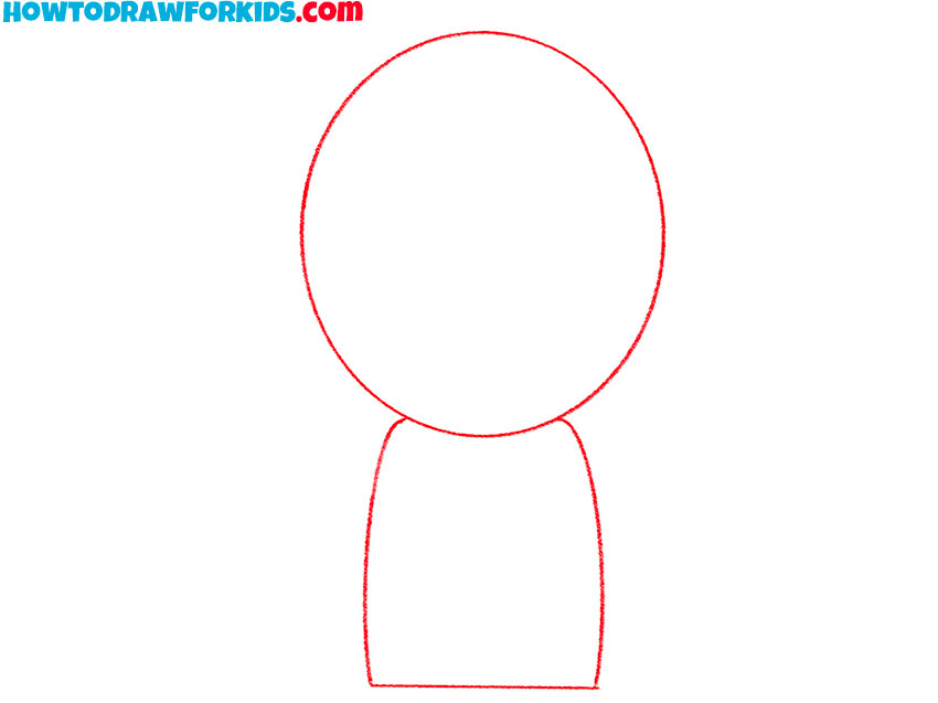 Draw the outline of the head and torso