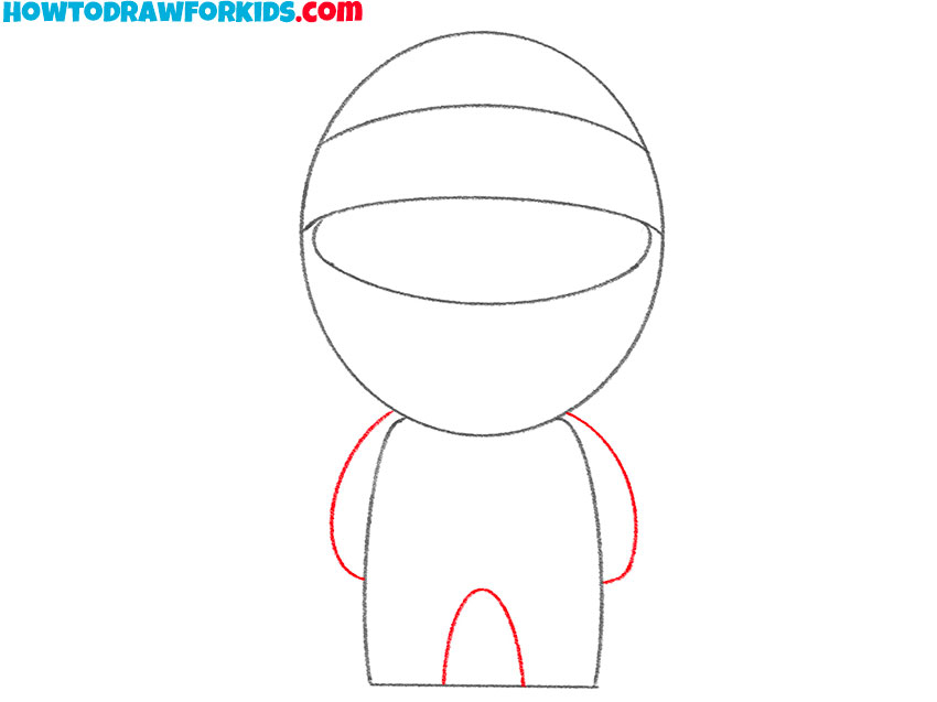 Outline the ninja’s arms and legs