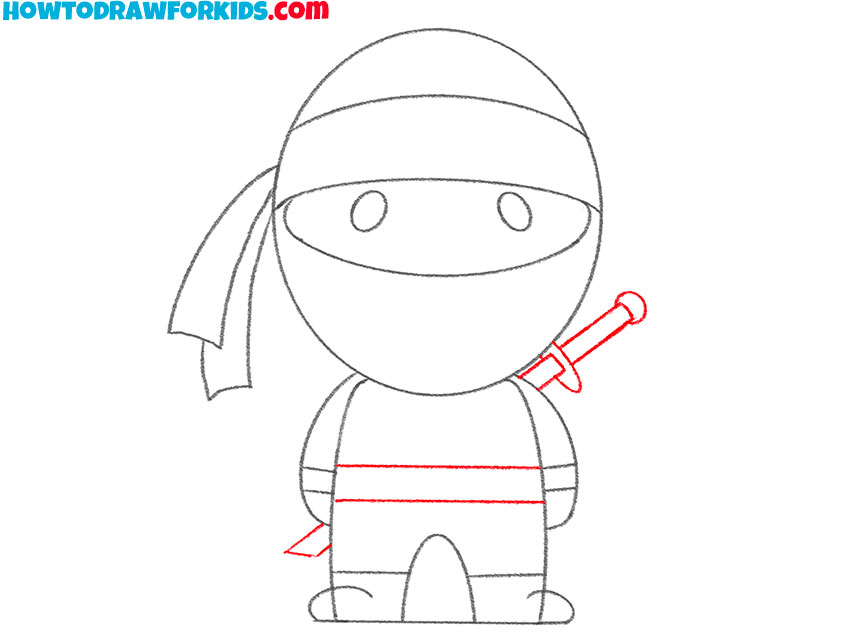 Add the sword and the belt of the ninja