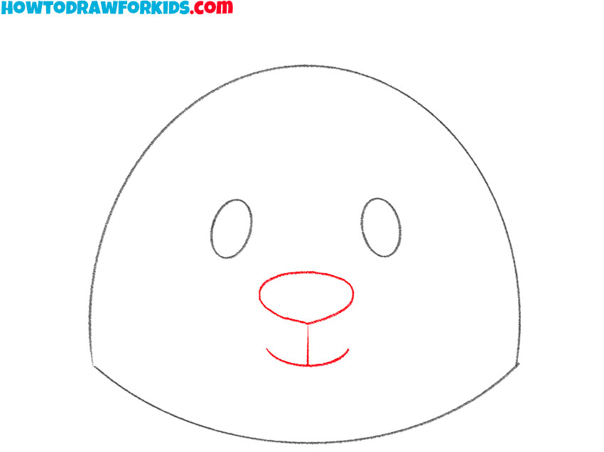 Draw the nose and mouth