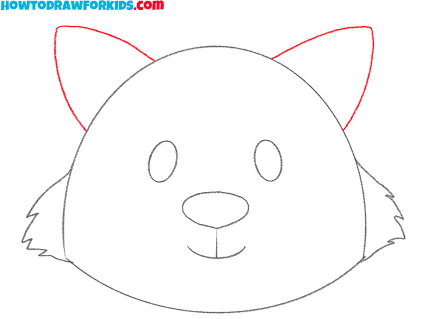 Draw the ears of the wolf