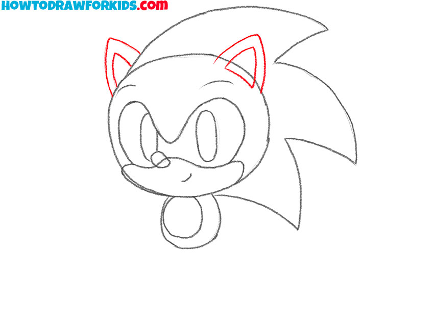 Draw the ears of Sonic