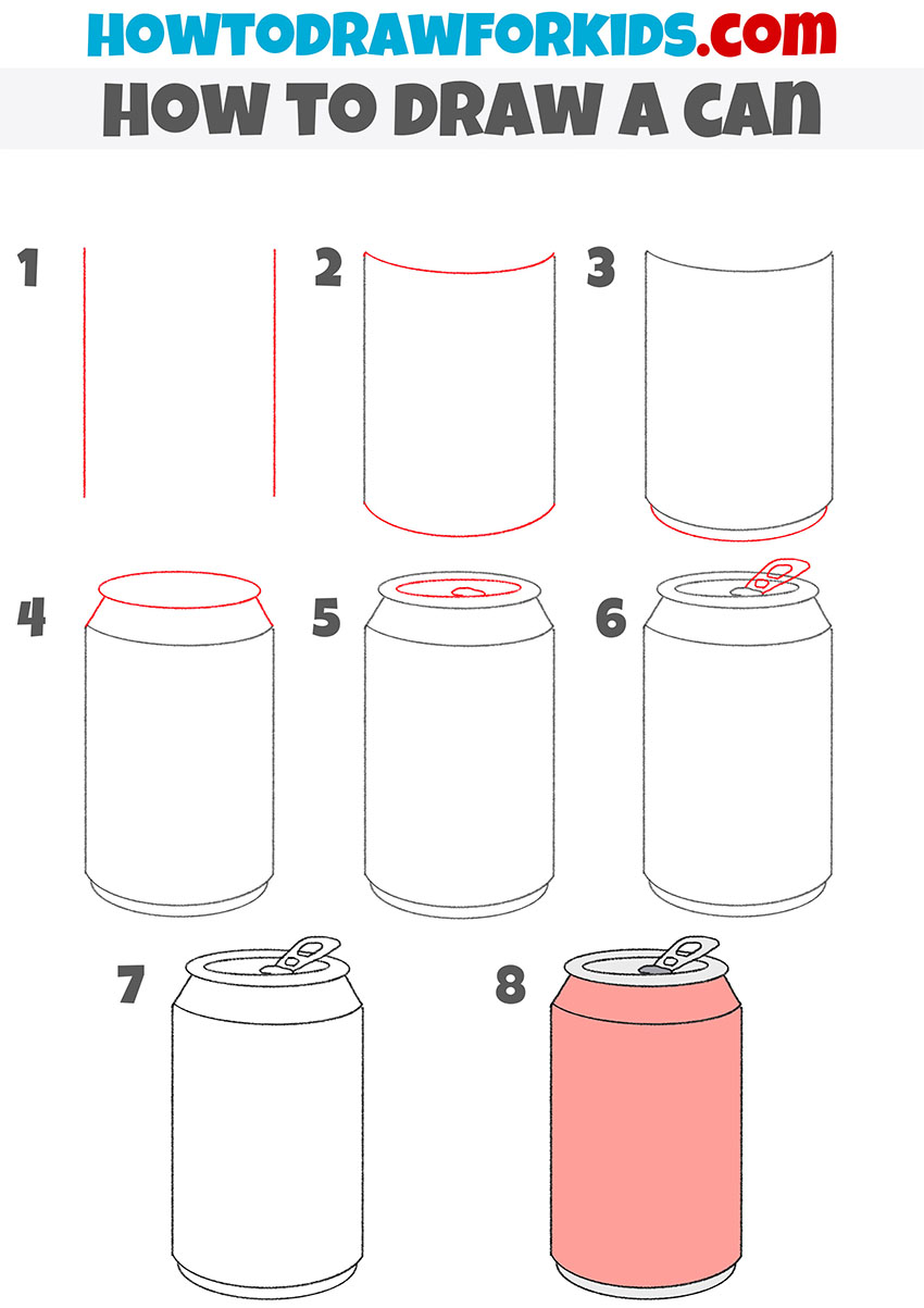 How to draw a can step by step