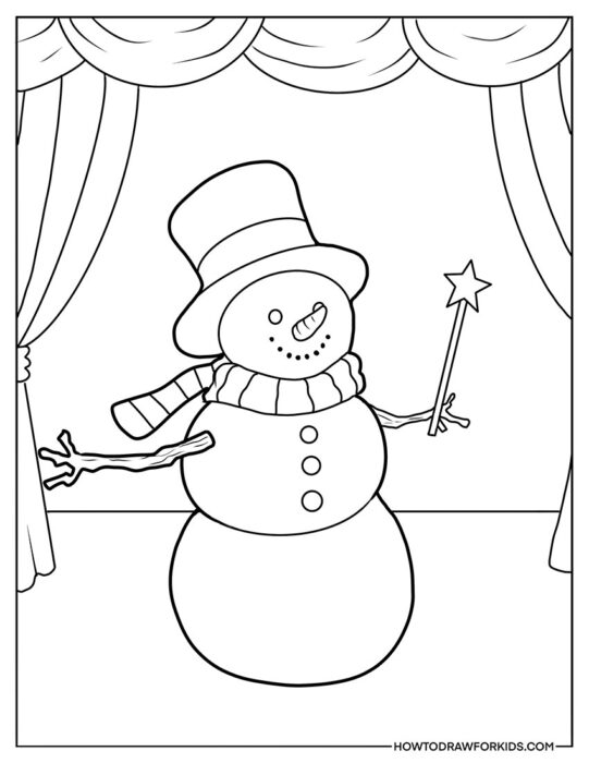 Snowman With a Magic Stick Coloring