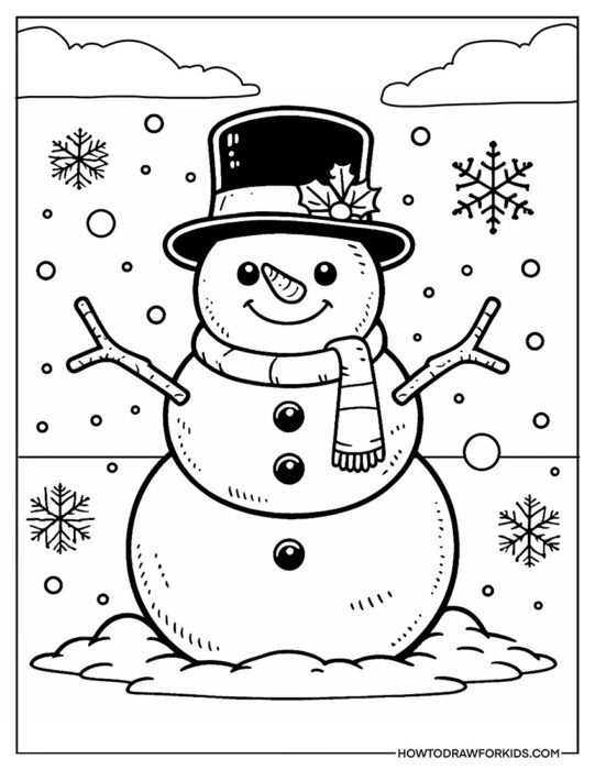 Snowman in a Top Hat Coloring