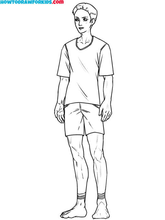 Anime Boy Full Body Coloring Sheet