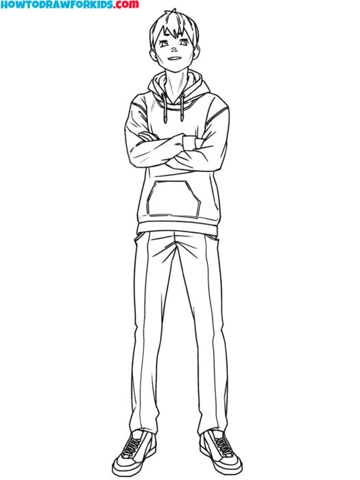 Anime Guy With Crossed Arms Coloring Sheet