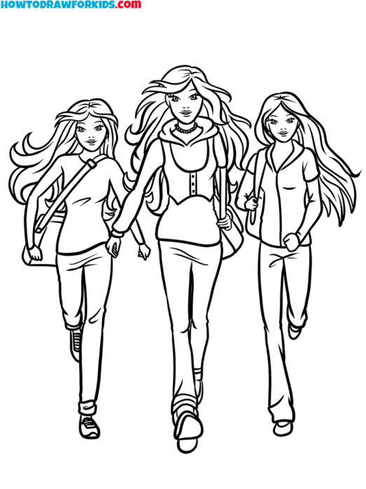 Barbie With Friends Coloring Sheet