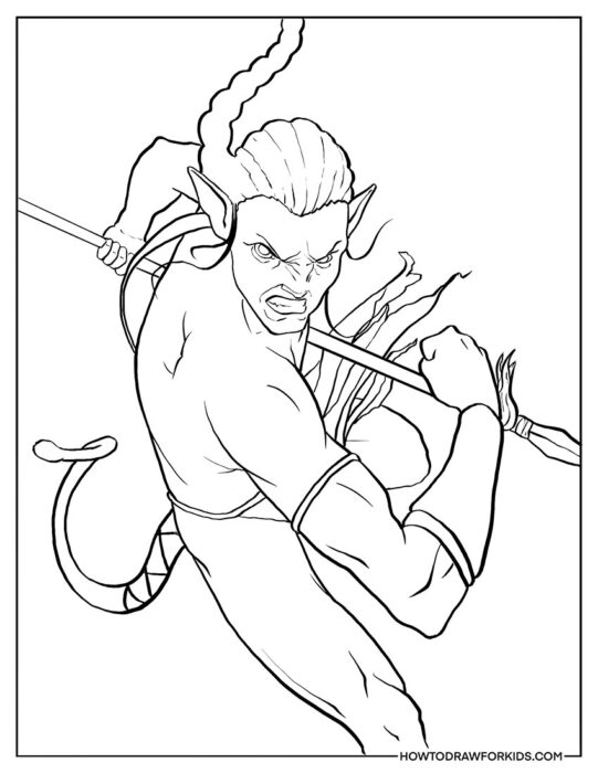 Character From Avatar With a Spear for Coloring