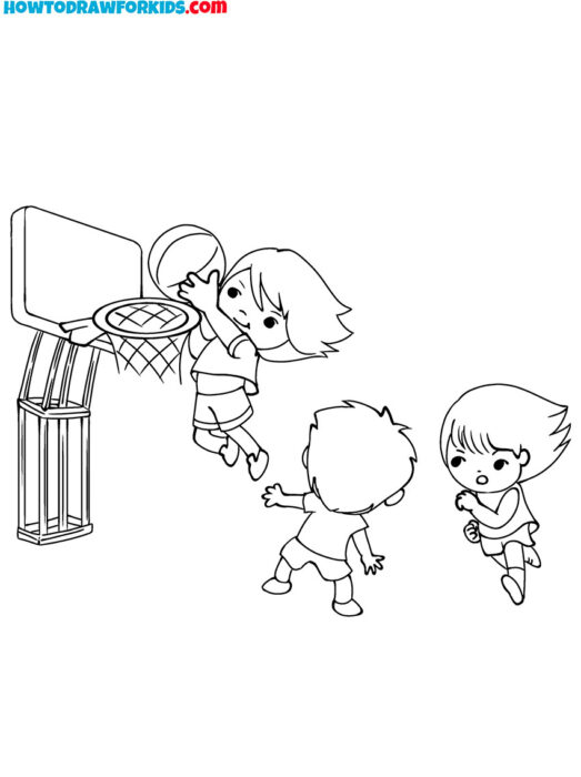 Children Playing Sports Coloring Page